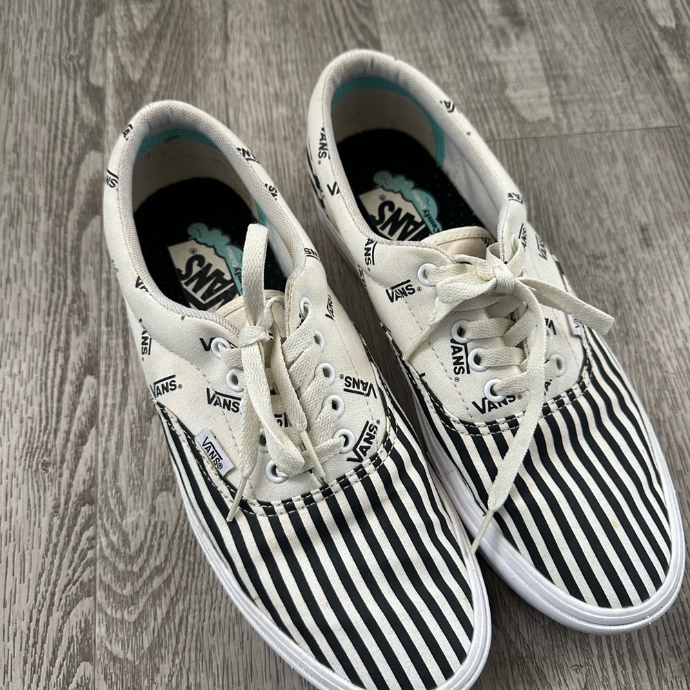 Vans Black and White Striped Canvas Shoes
